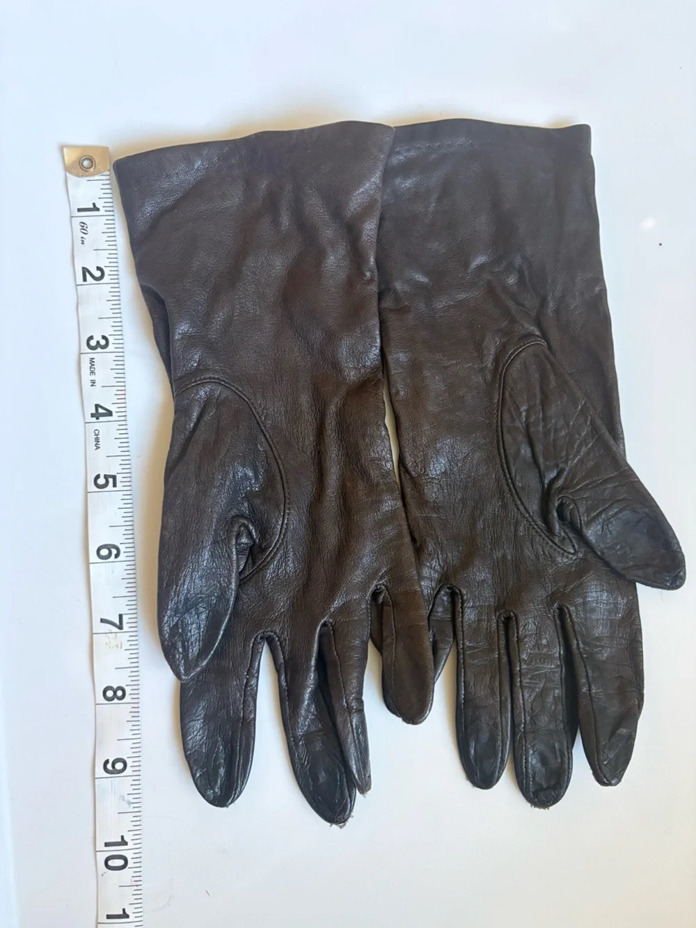 ARIS Vintage Leather Gloves With Cashmere Lining Women’s Size 7 Dark Brown